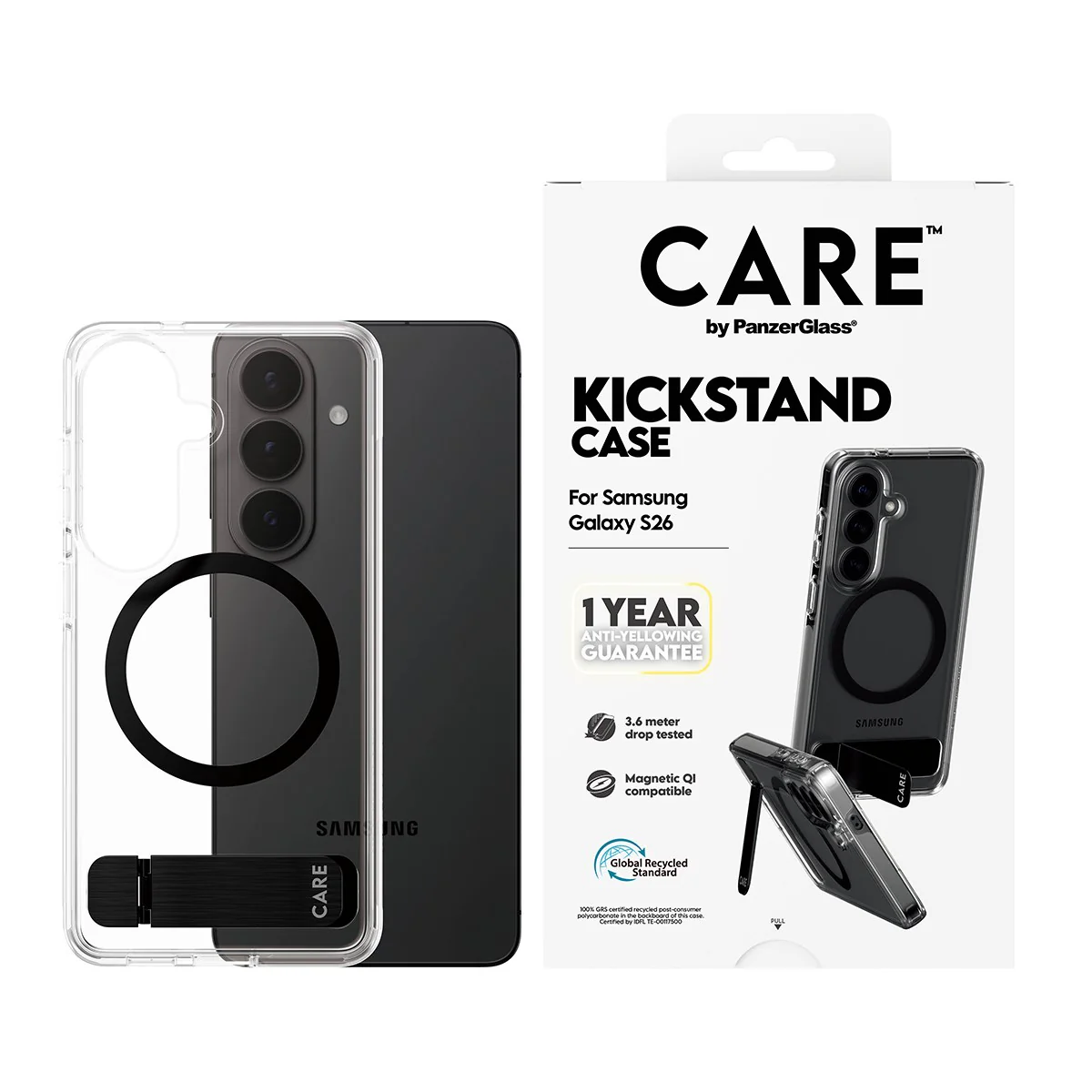 CARE™ by PanzerGlass® Kickstand Case Transparent w. Qi Samsung Galaxy S26 - Image 2