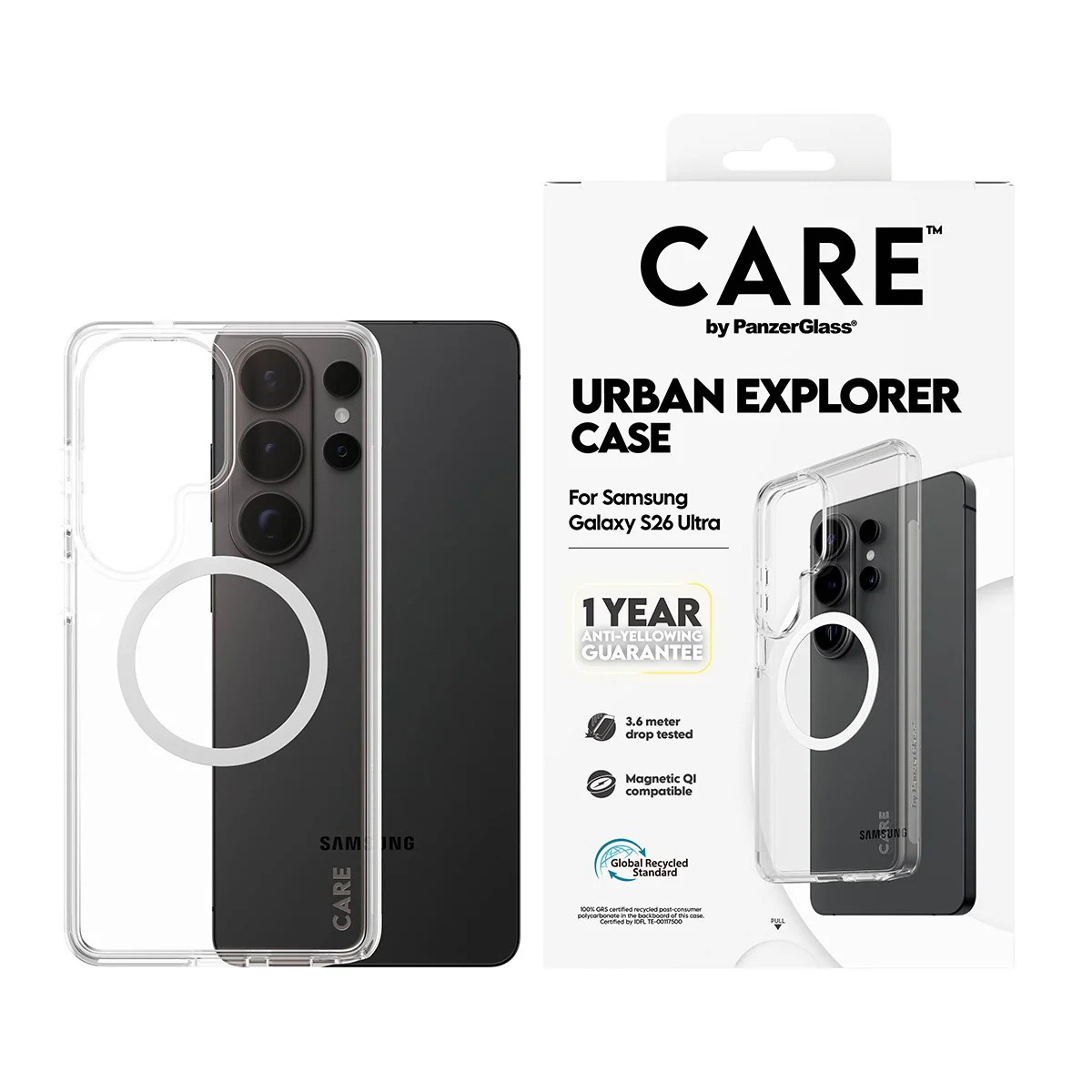 CARE™ by PanzerGlass® Urban Explorer Case Transparent w. White Qi Samsung Galaxy S26 Ultra - Image 2