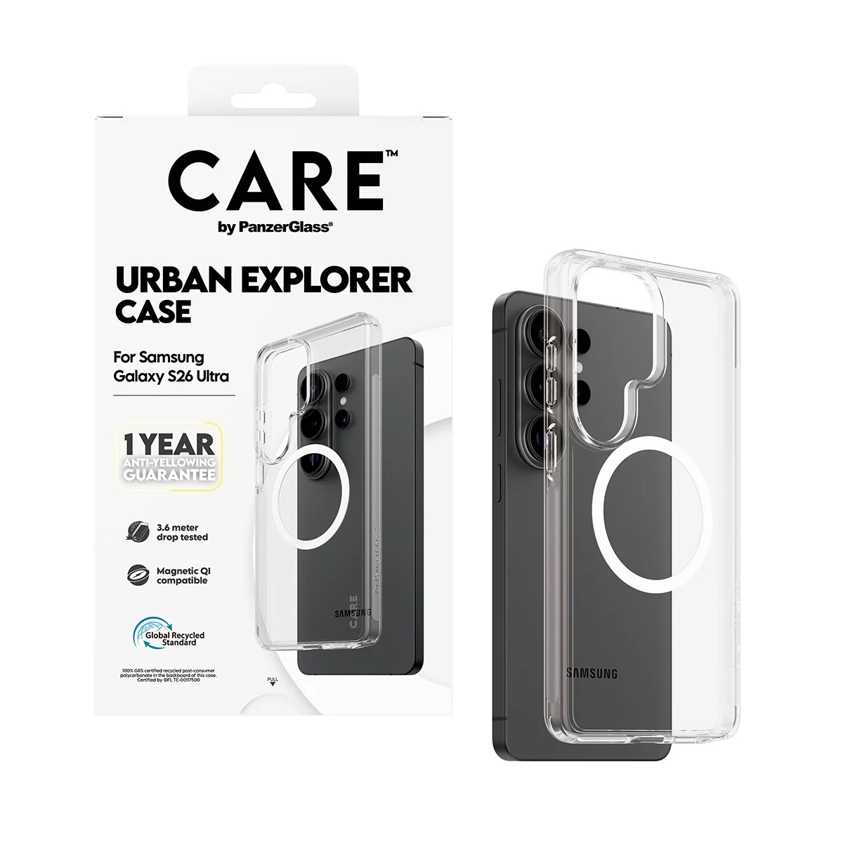 CARE™ by PanzerGlass® Urban Explorer Case Transparent w. White Qi Samsung Galaxy S26 Ultra - Image 5