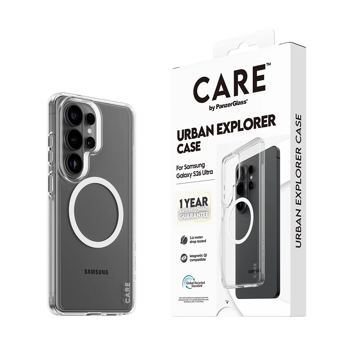 CARE™ by PanzerGlass® Urban Explorer Case Transparent w. White Qi Samsung Galaxy S26 Ultra - Image 6