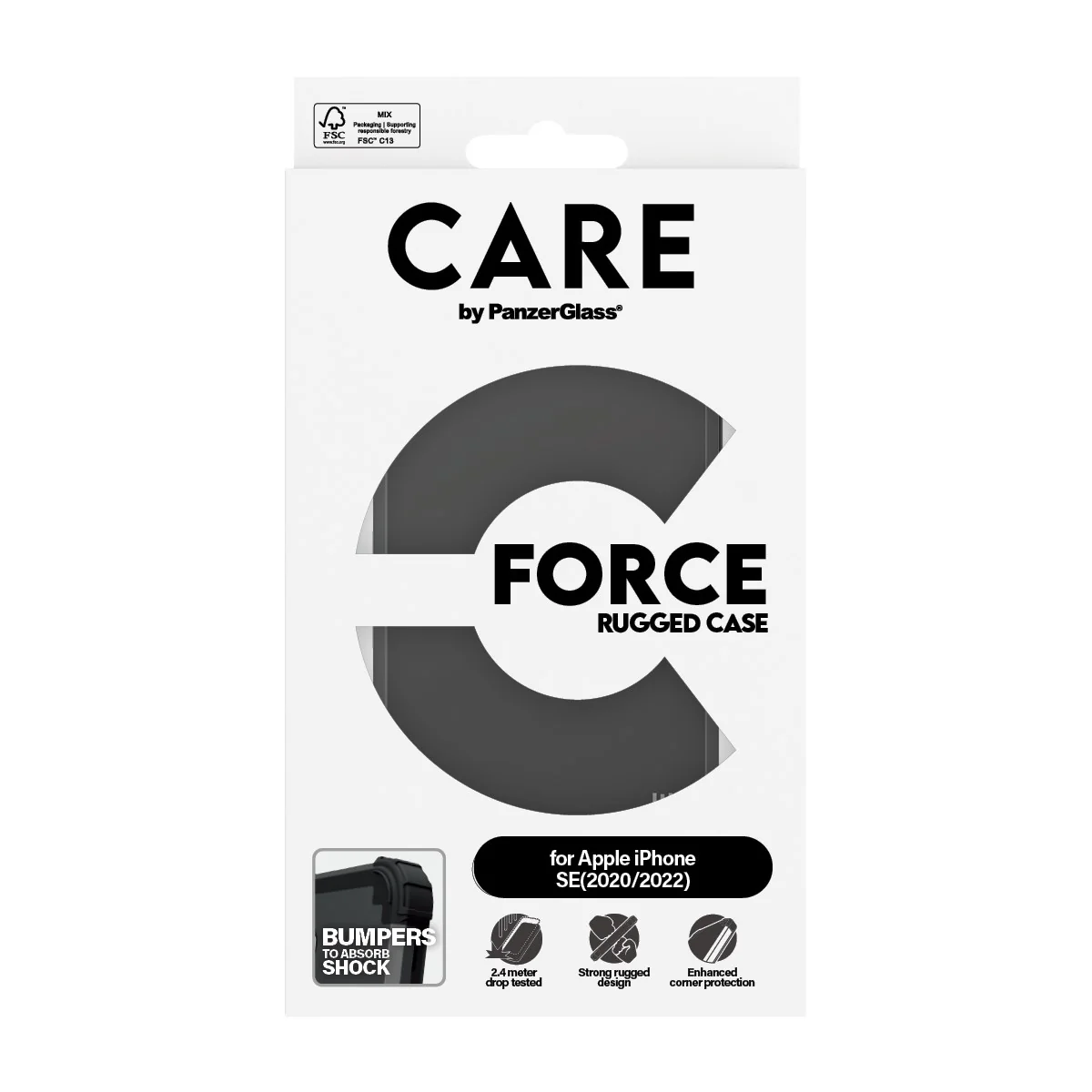 CARE⢠by PanzerGlass® Case Black FORCE iPhone SE (2020, 2022) - Image 3