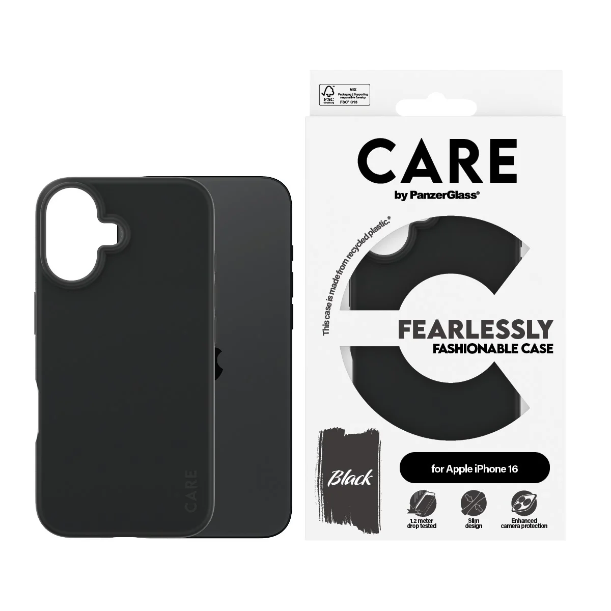 CARE⢠by PanzerGlass® Case Black iPhone 16 - Image 2