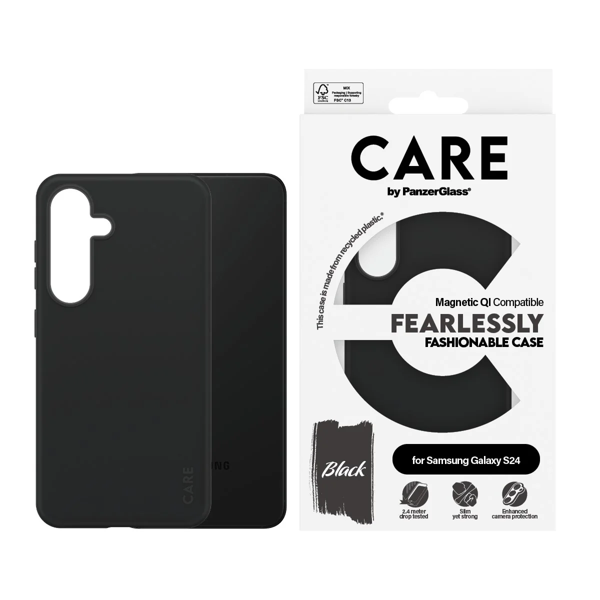 CARE™ by PanzerGlass® Case Black w. Qi Compatible Samsung Galaxy S24 - Image 2
