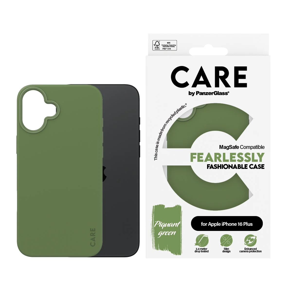 CARE™ by PanzerGlass® Case Green w. MagSafe iPhone 16 Plus - Image 2
