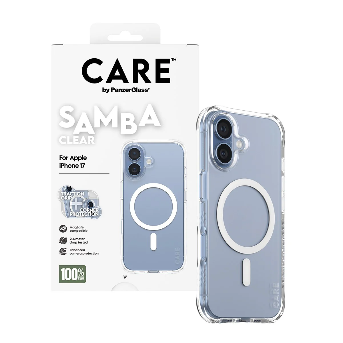 CARE™ by PanzerGlass® Samba Case Transparent w. White MagSafe iPhone 17 - Image 5