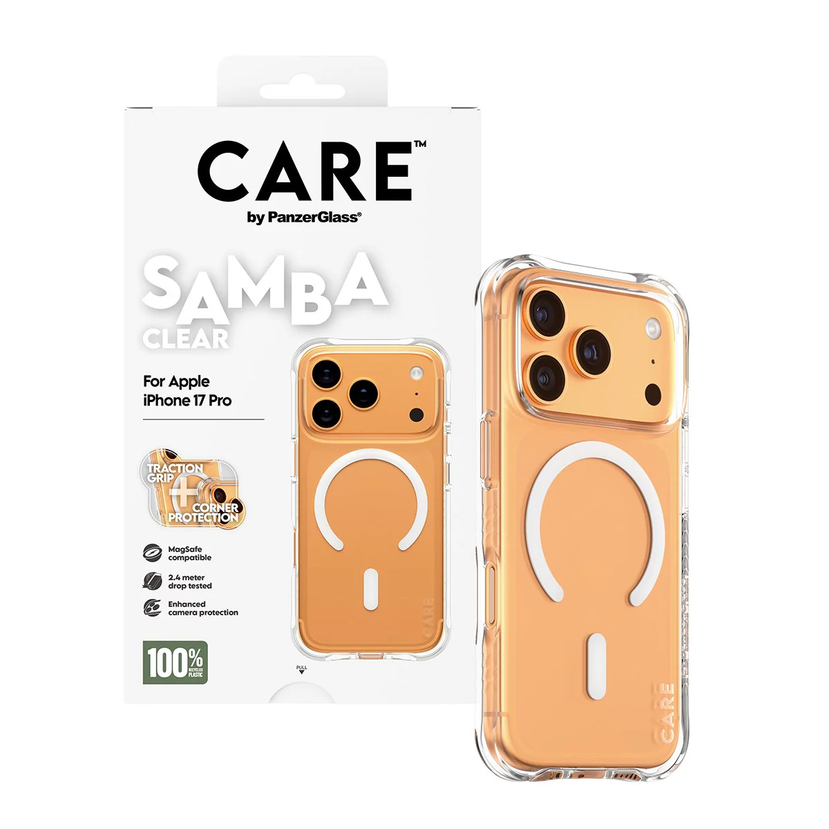 CARE™ by PanzerGlass® Samba Case Transparent w. White MagSafe iPhone 17 Pro - Image 5