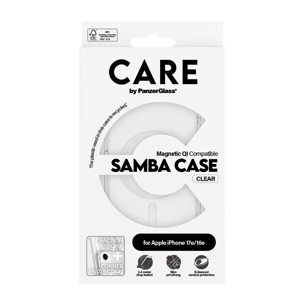 CARE⢠by PanzerGlass® Samba Case Transparent w. White Qi Compatible iPhone 17e | 16e - Image 3