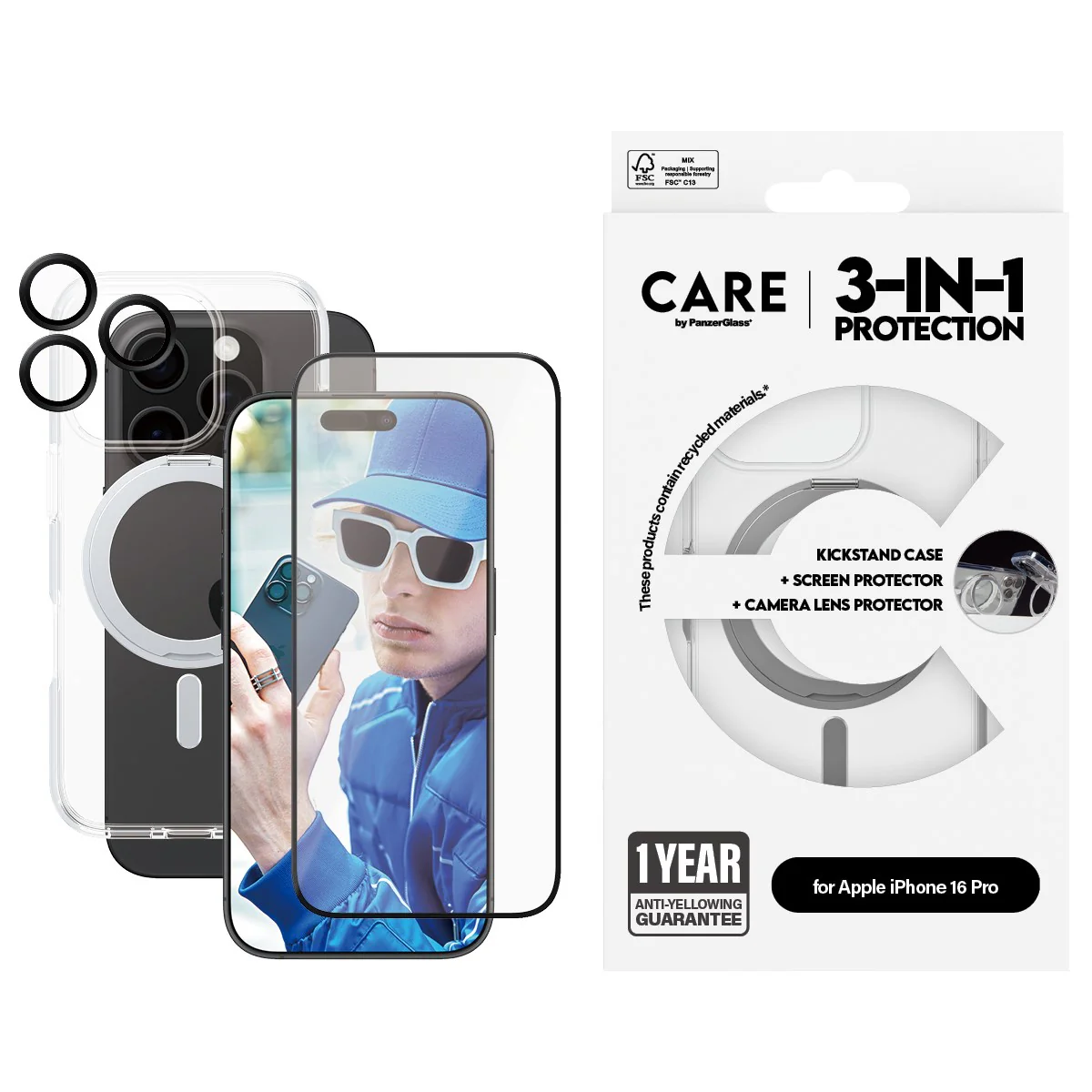 CARE™ by PanzerGlass® 3-in-1 Ceramic Bundle iPhone 16 Pro - Image 2