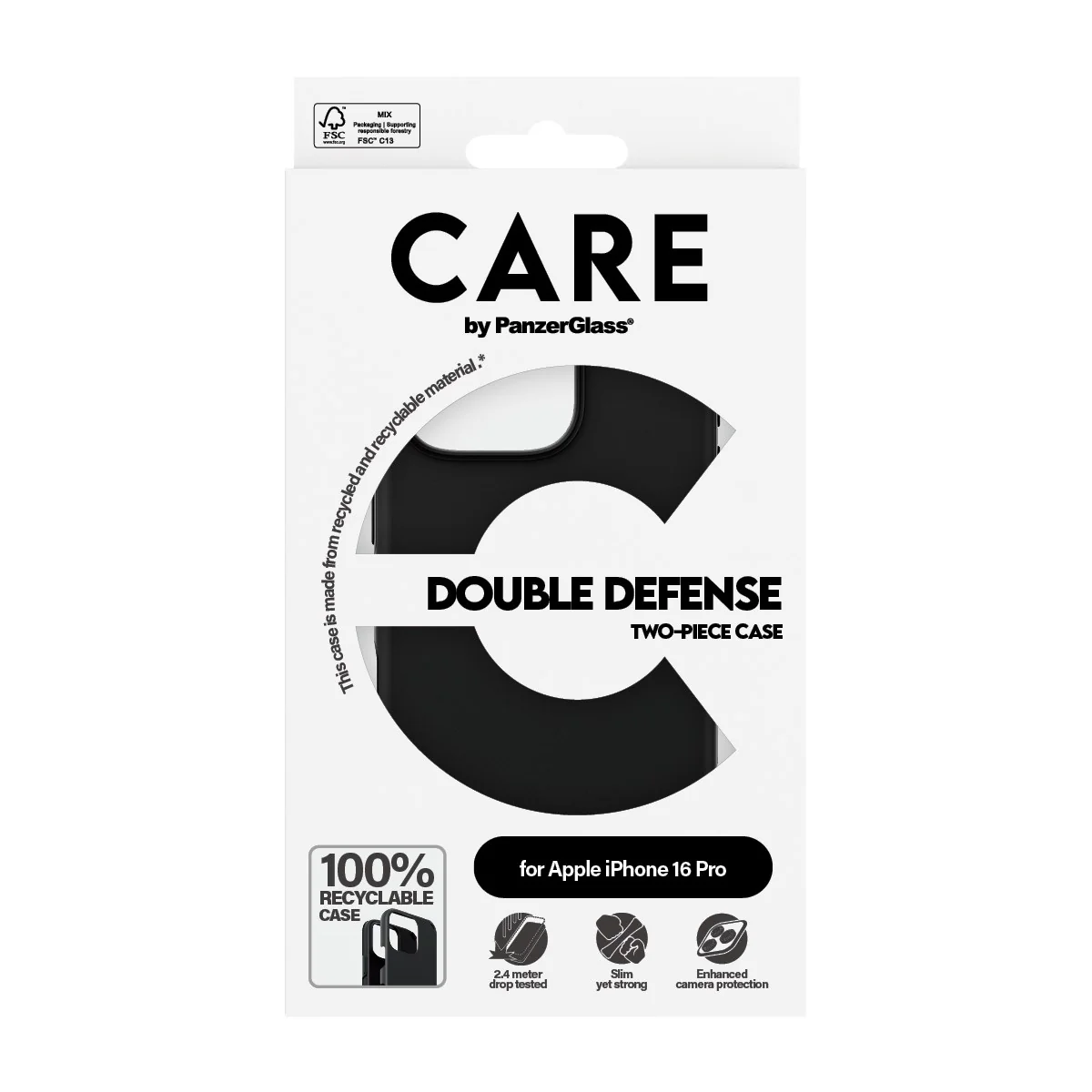 CARE™ by PanzerGlass® Double Defense Case Black iPhone 16 Pro - Image 3