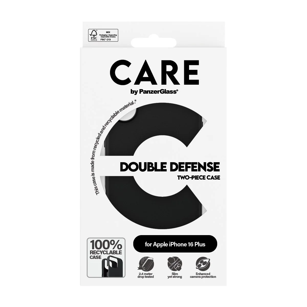 CARE™ by PanzerGlass® Double Defense Case Black iPhone 16 Plus - Image 3