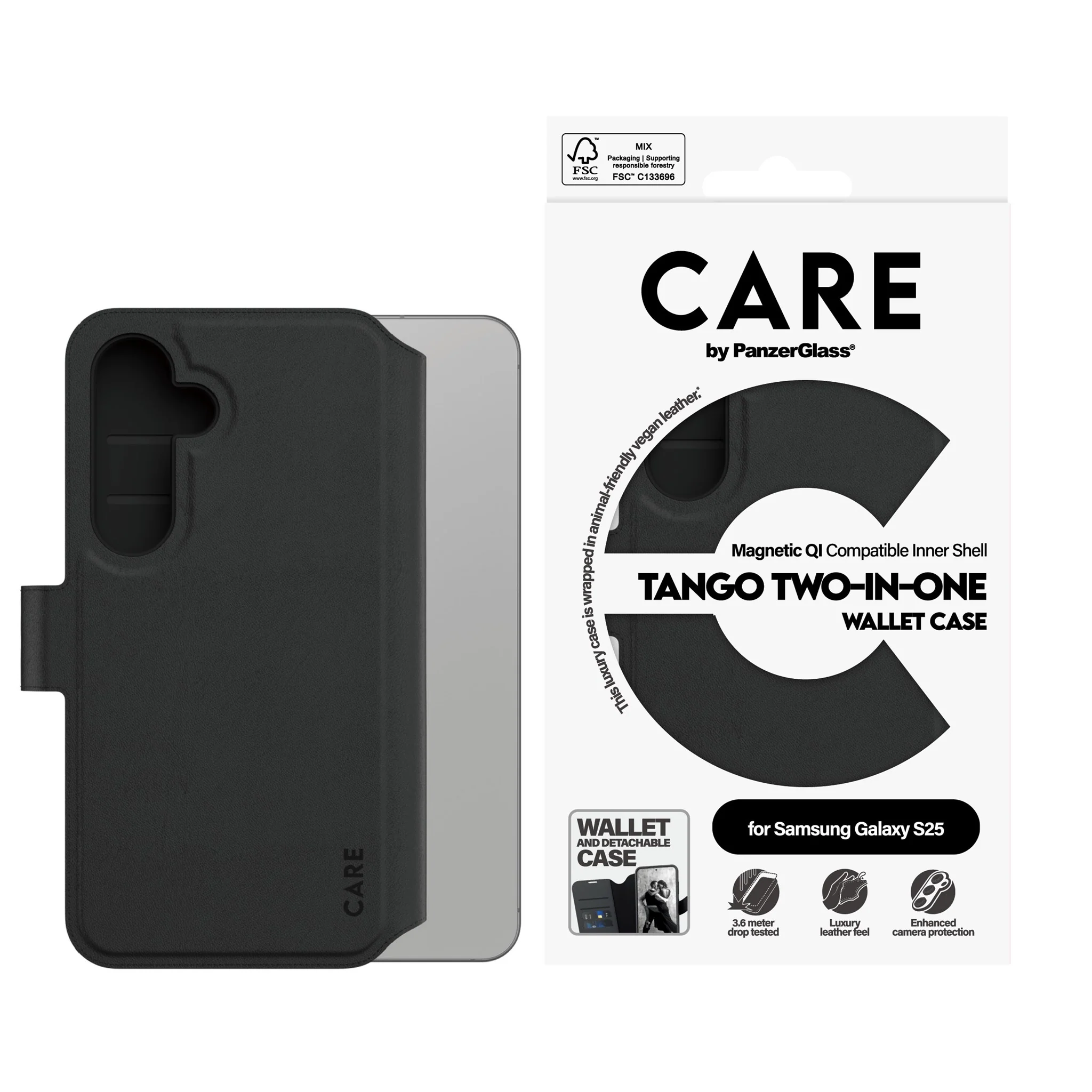 CARE⢠by PanzerGlass® Tango 2-in-1 Wallet Case w. Qi Compatible Samsung Galaxy S25 - Image 3