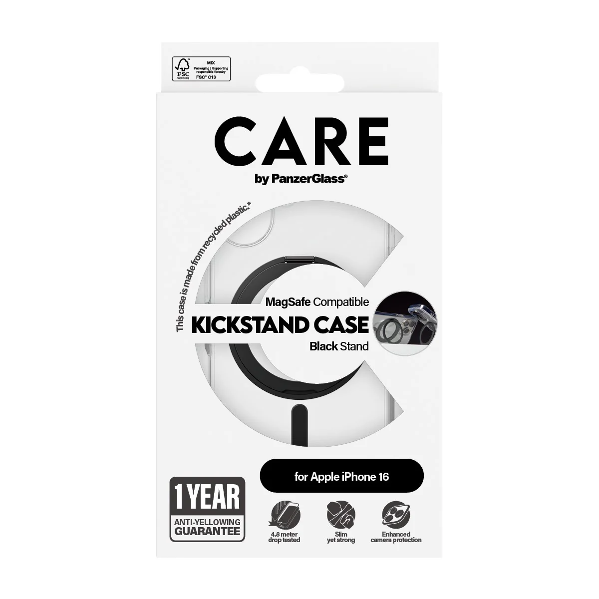 CARE⢠by PanzerGlass® Case Transparent w. Black Kickstand & MagSafe iPhone 16 - Image 3