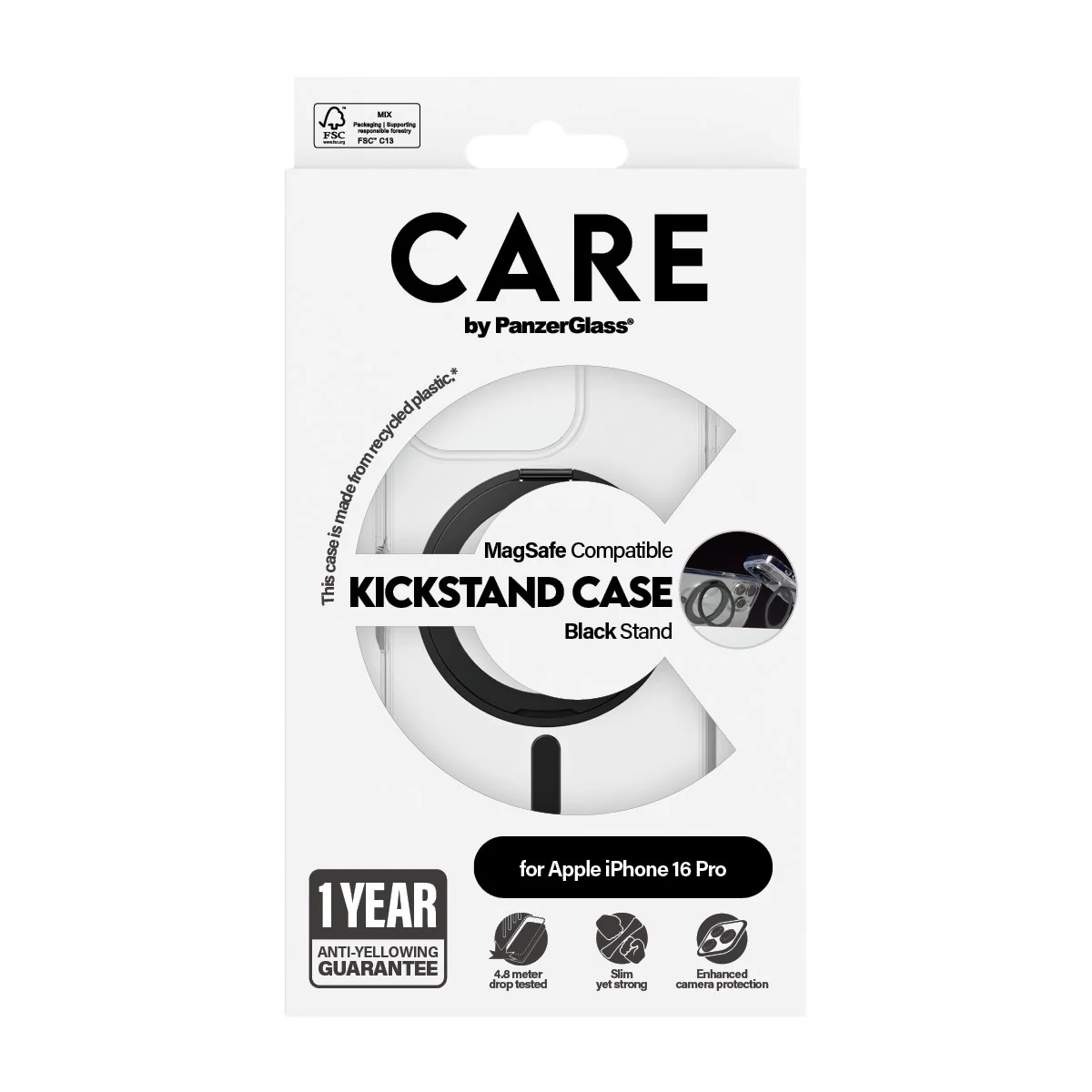 CARE⢠by PanzerGlass® Case Transparent w. Black Kickstand & MagSafe iPhone 16 Pro - Image 3