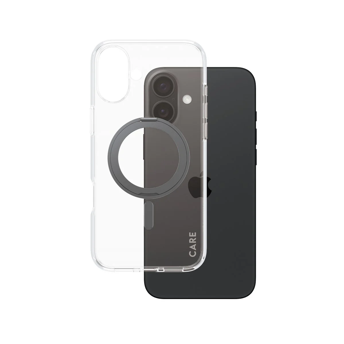 CARE⢠by PanzerGlass® Case Transparent w. Black Kickstand & MagSafe iPhone 16 Plus
