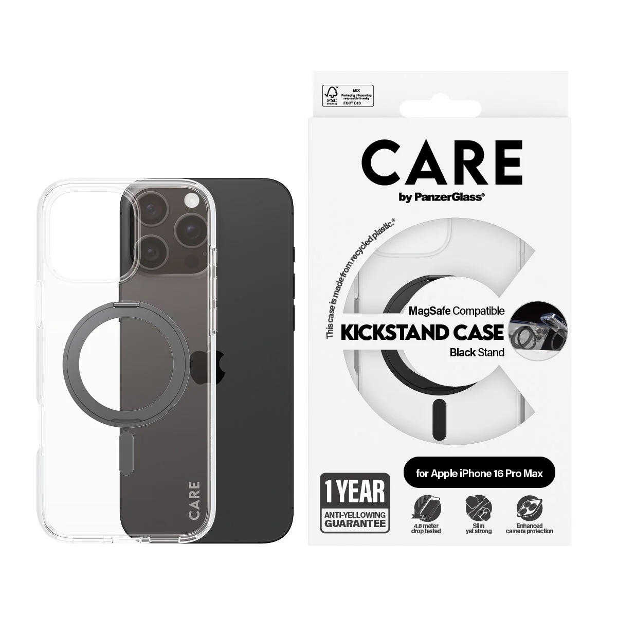 CARE⢠by PanzerGlass® Case Transparent w. Black Kickstand & MagSafe iPhone 16 Pro Max - Image 2