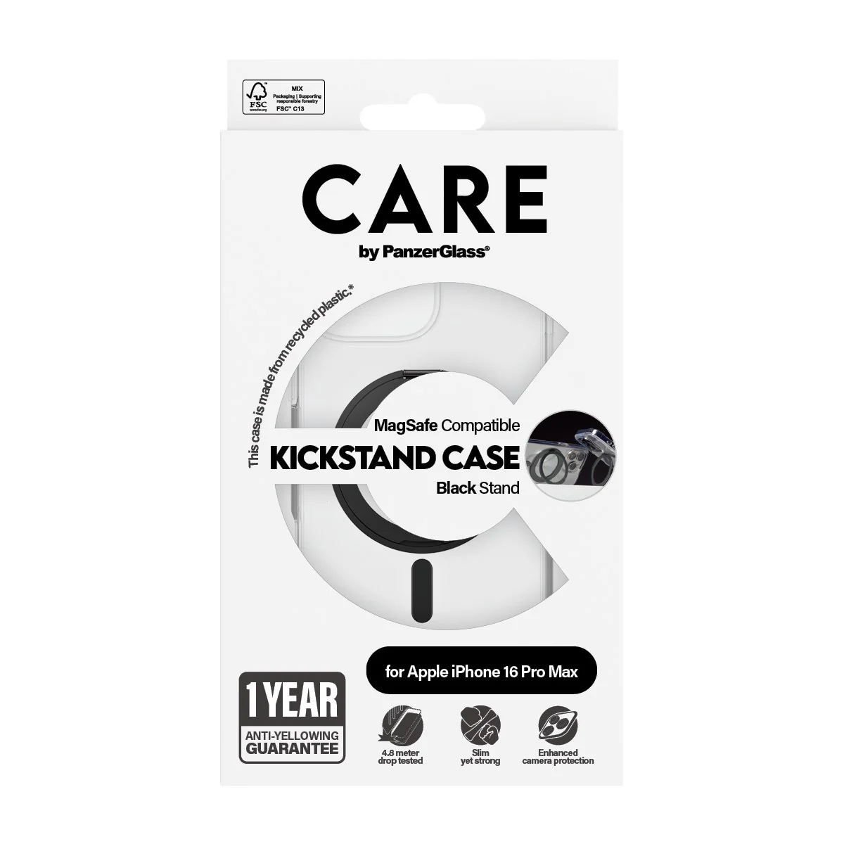 CARE⢠by PanzerGlass® Case Transparent w. Black Kickstand & MagSafe iPhone 16 Pro Max - Image 3