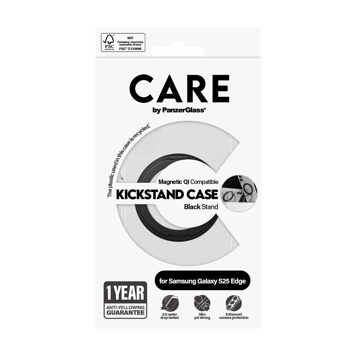 CARE⢠by PanzerGlass® Kickstand Case Transparent w. Qi Samsung S25 Edge - Image 3