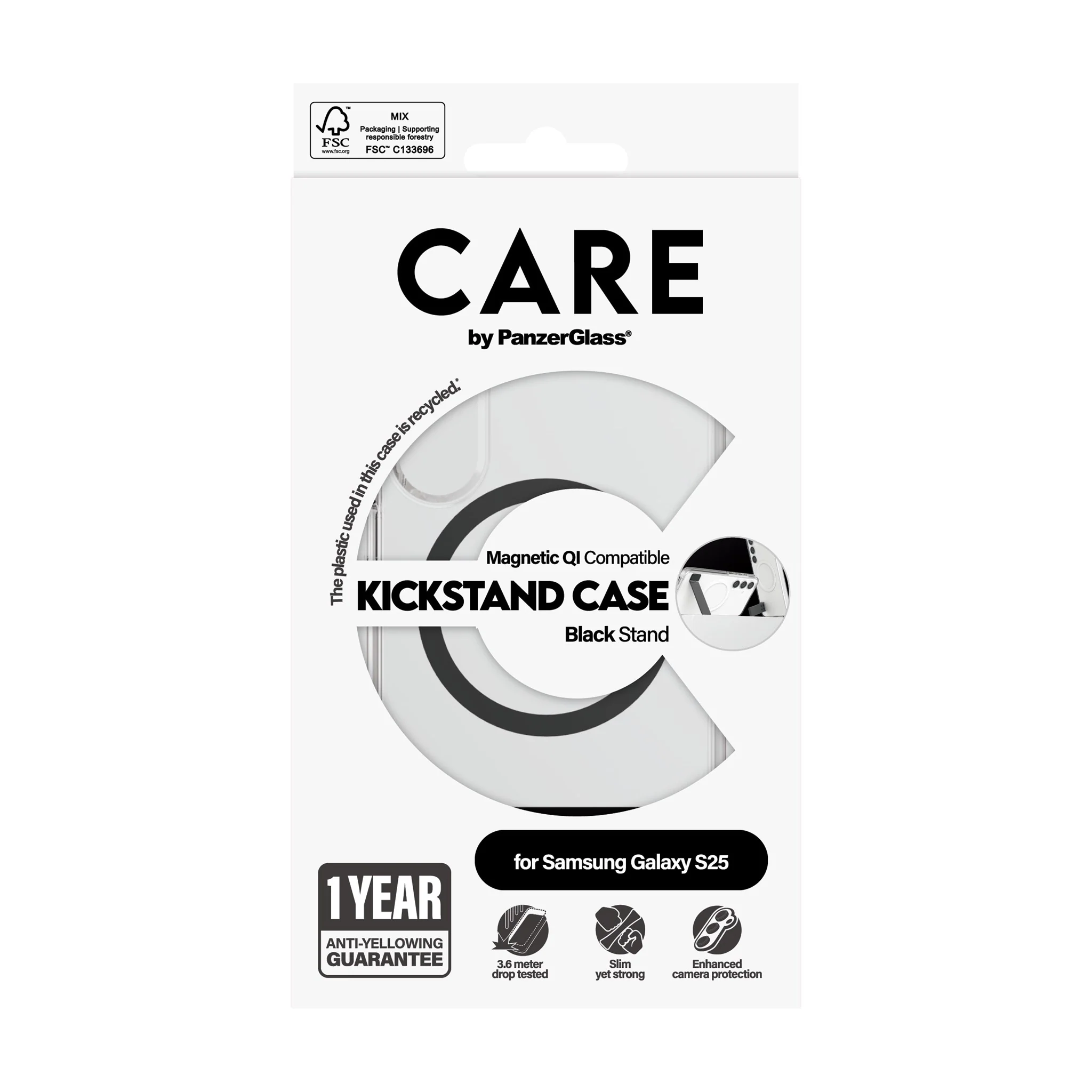 CARE™ by PanzerGlass® Kickstand Case Transparent w. Qi Samsung Galaxy S25 - Image 3