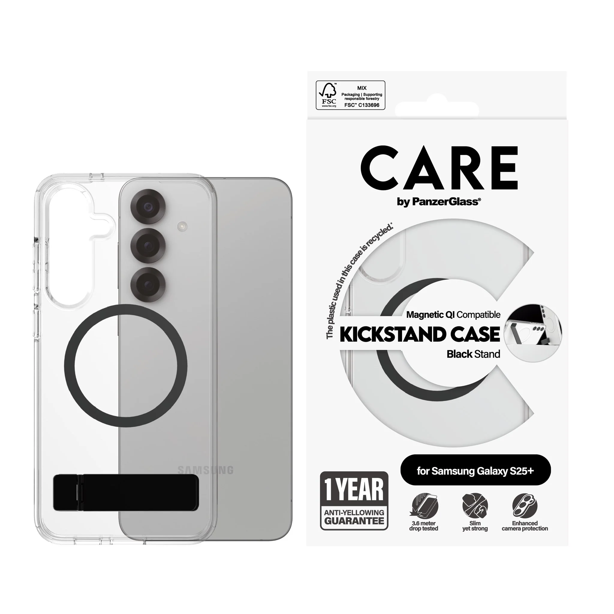 CARE™ by PanzerGlass® Kickstand Case Transparent w. Qi Samsung Galaxy S25+ - Image 2