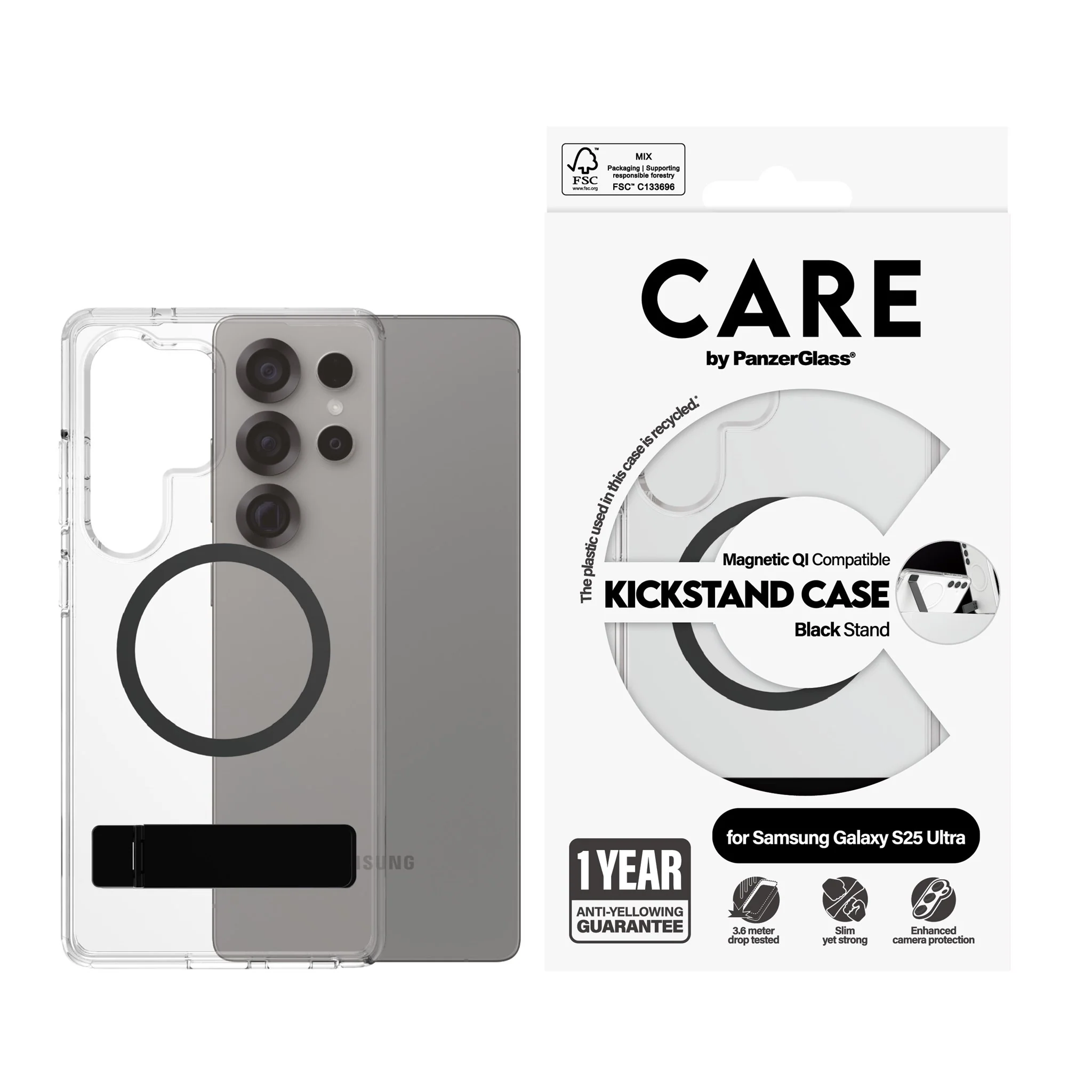 CARE⢠by PanzerGlass® Kickstand Case Transparent w. Qi Samsung Galaxy S25 Ultra - Image 2