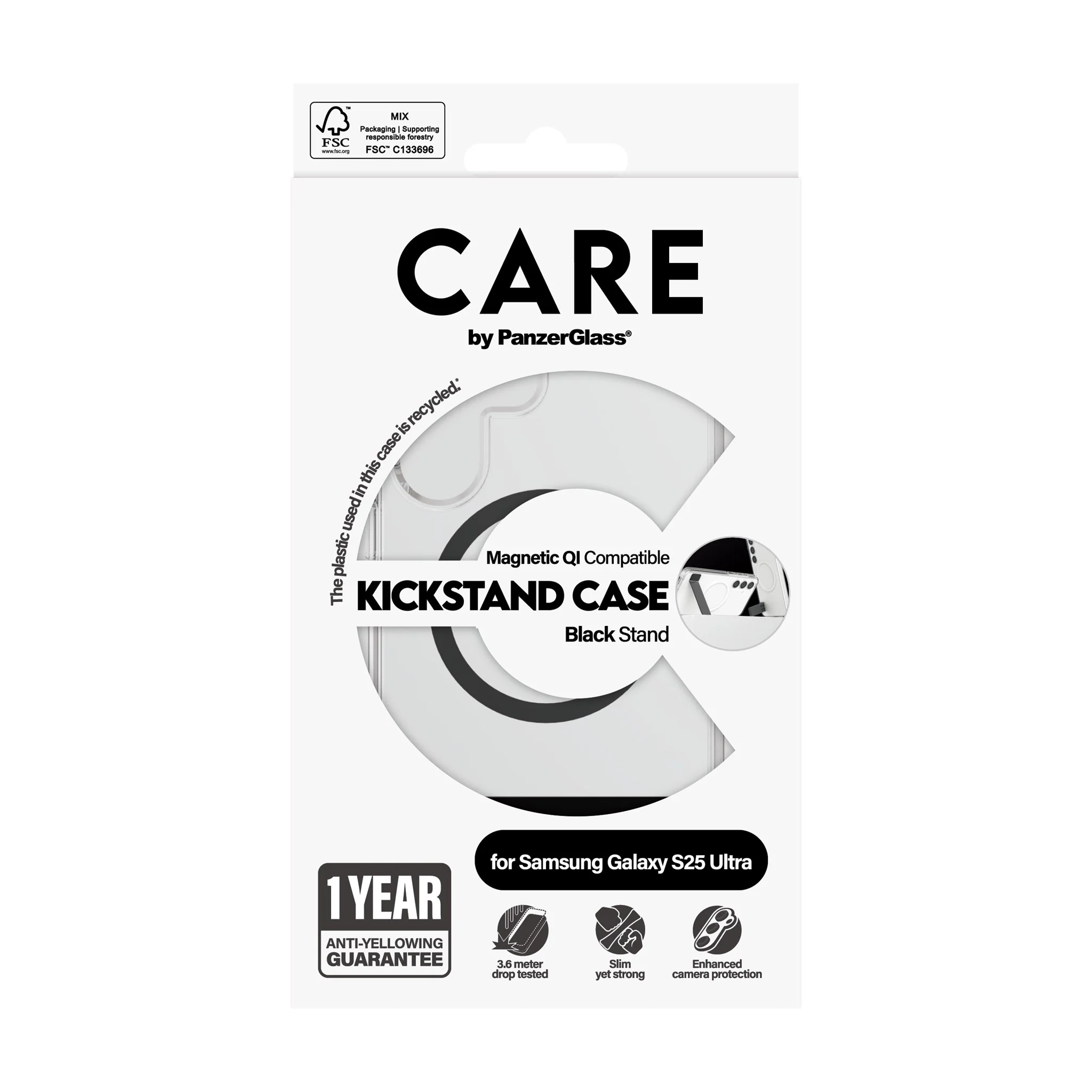 CARE⢠by PanzerGlass® Kickstand Case Transparent w. Qi Samsung Galaxy S25 Ultra - Image 3