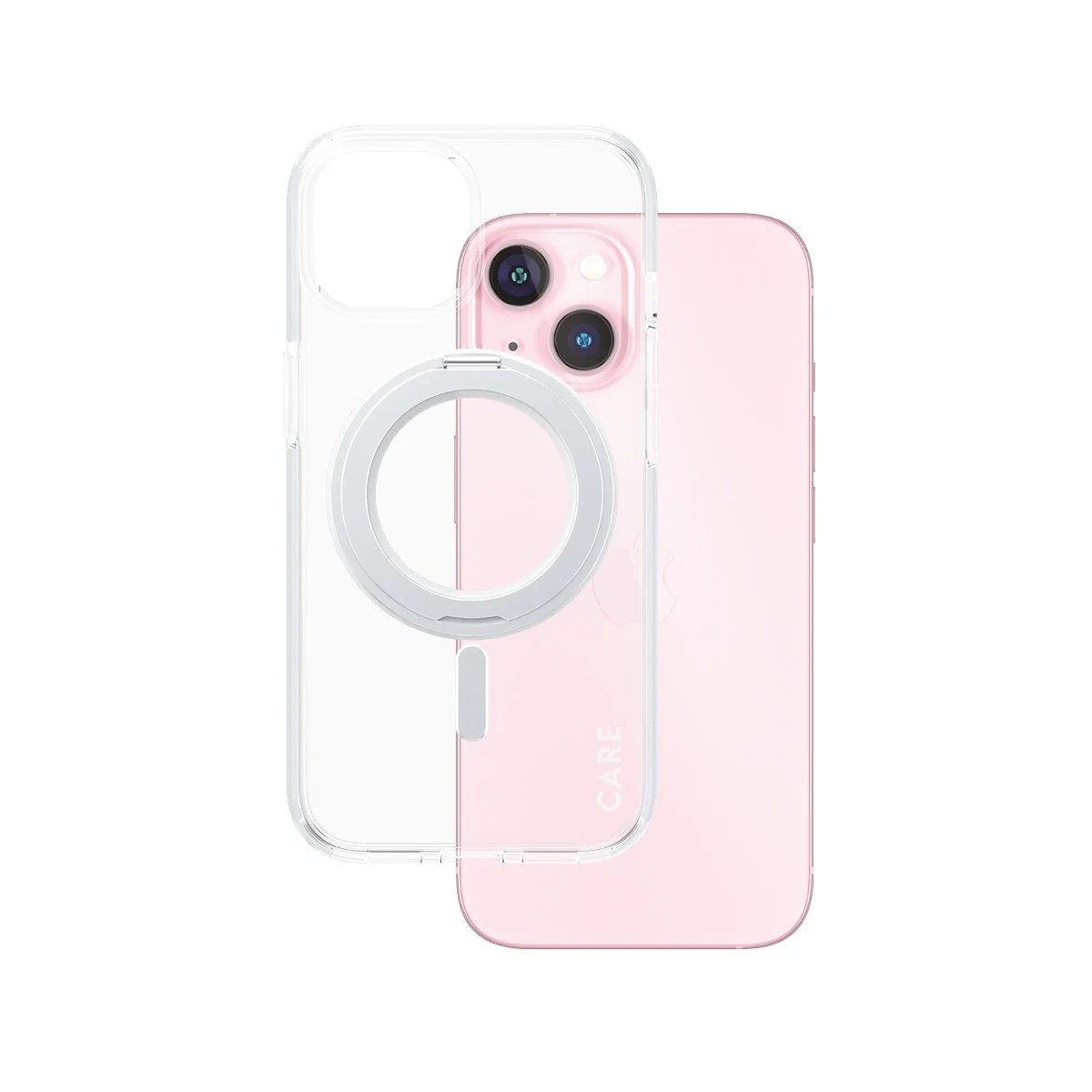 CARE⢠by PanzerGlass® Case Transparent w. Silver Kickstand & MagSafe iPhone 15