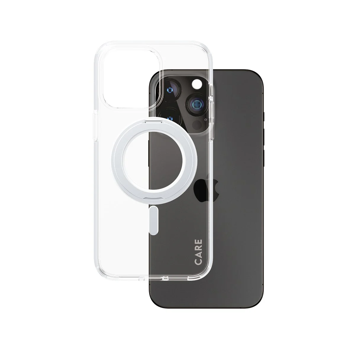 CARE⢠by PanzerGlass® Case Transparent w. Silver Kickstand & MagSafe iPhone 15 Pro Max