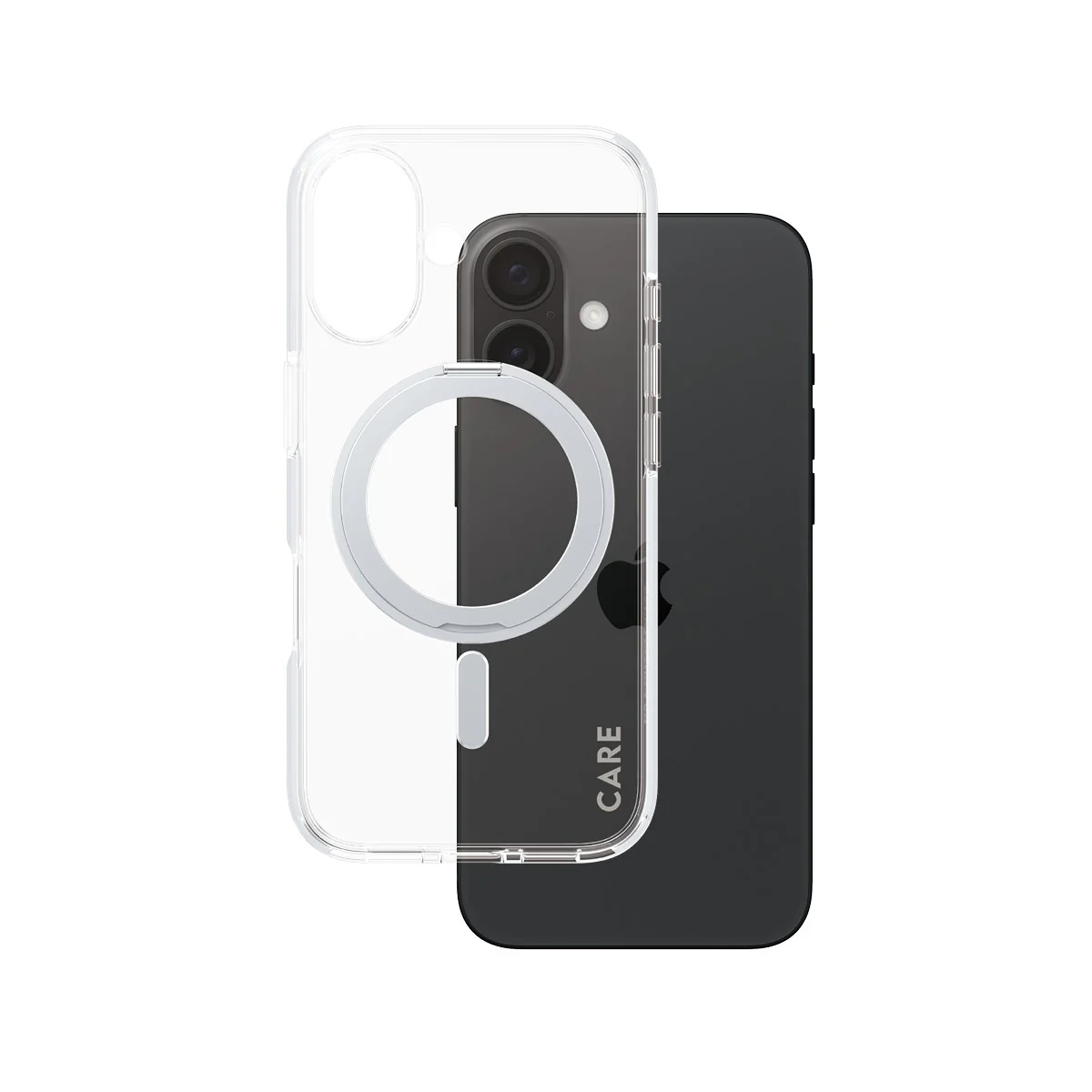 CARE⢠by PanzerGlass® Case Transparent w. Silver Kickstand & MagSafe iPhone 16