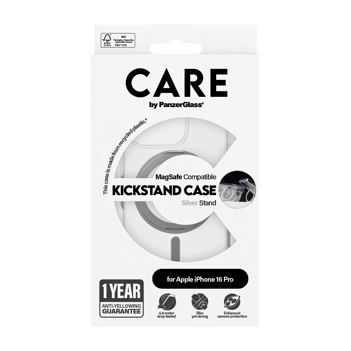 CARE⢠by PanzerGlass® Case Transparent w. Silver Kickstand & MagSafe iPhone 16 Pro - Image 3