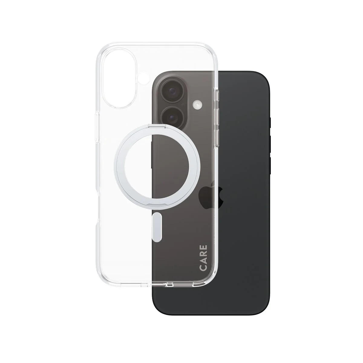 CARE⢠by PanzerGlass® Case Transparent w. Silver Kickstand & MagSafe iPhone 16 Plus