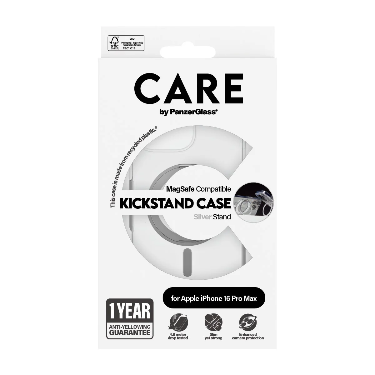 CARE⢠by PanzerGlass® Case Transparent w. Silver Kickstand & MagSafe iPhone 16 Pro Max - Image 3