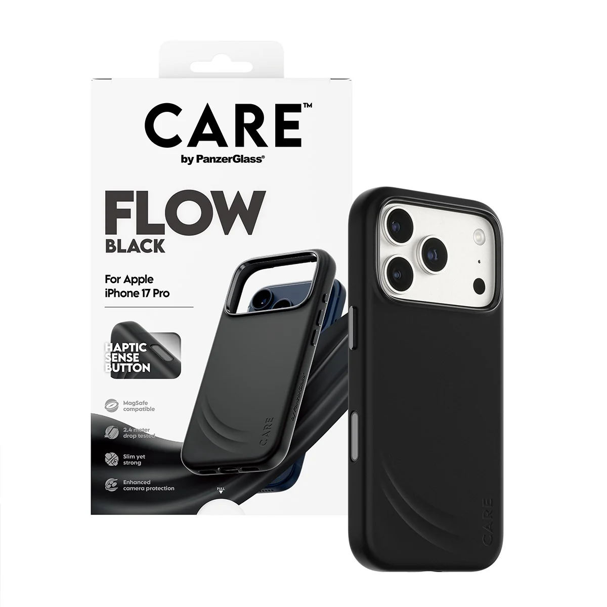 CARE⢠by PanzerGlass® Flow Case Black w. Haptic Button & MagSafe iPhone 17 Pro - Image 6