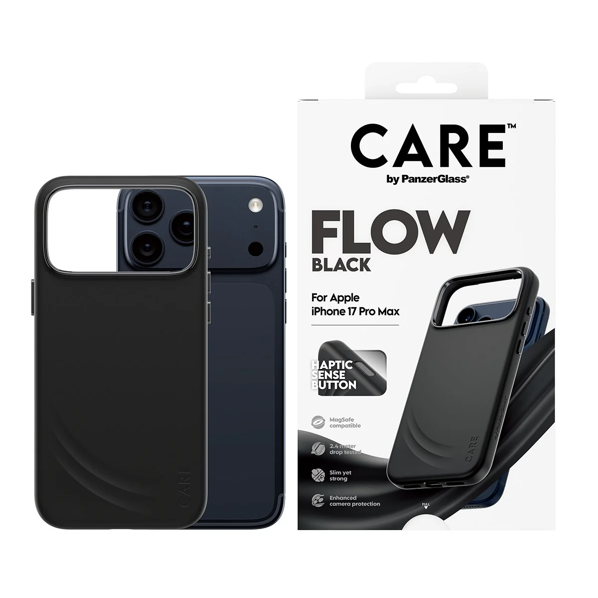 CARE⢠by PanzerGlass® Flow Case Black w. Haptic Button & MagSafe iPhone 17 Pro Max - Image 2