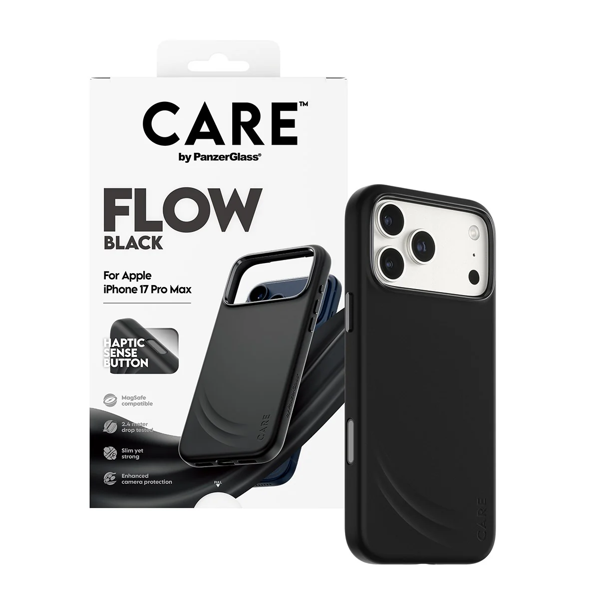 CARE⢠by PanzerGlass® Flow Case Black w. Haptic Button & MagSafe iPhone 17 Pro Max - Image 6