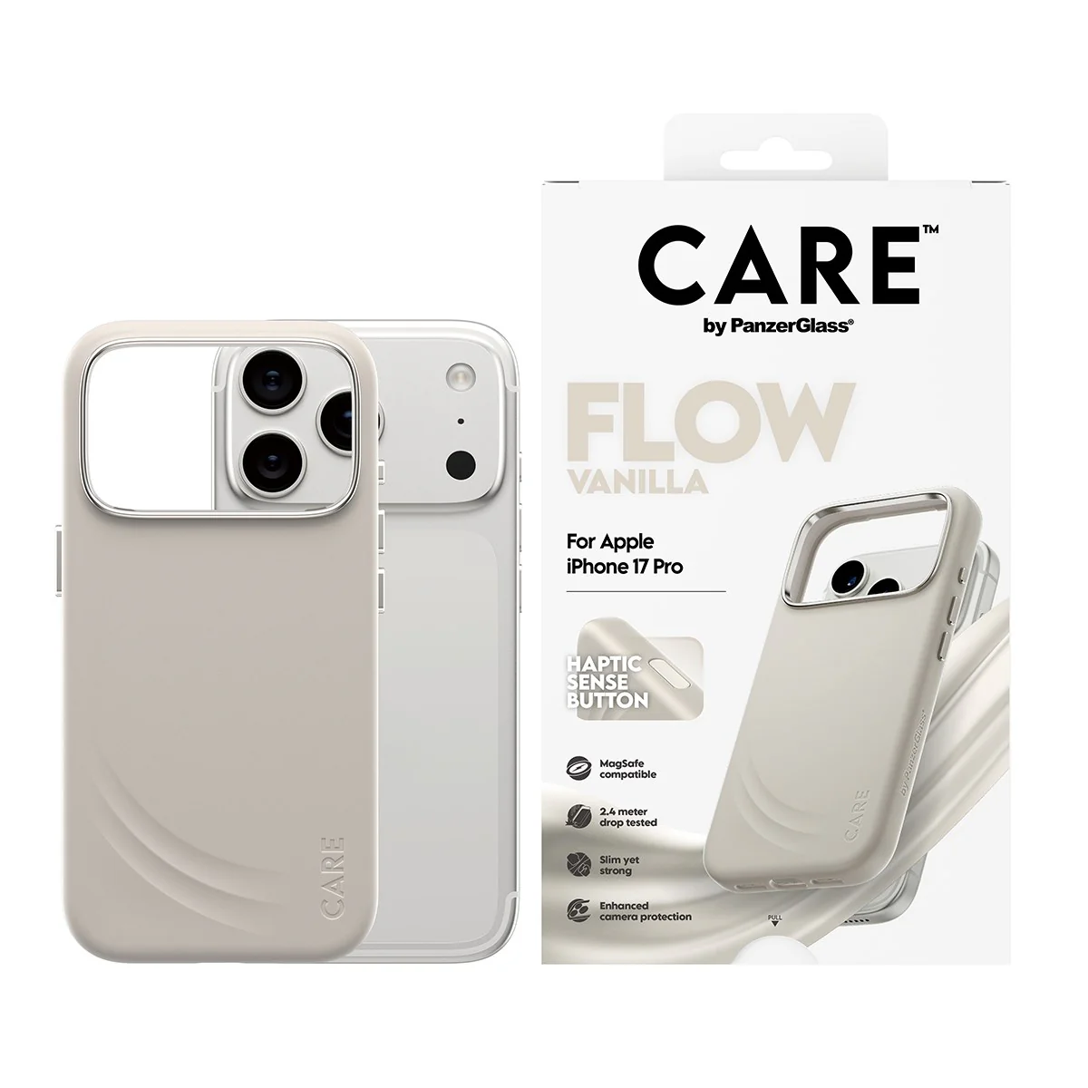 CARE™ by PanzerGlass® Flow Case Vanilla w. Haptic Button & MagSafe iPhone 17 Pro - Image 2