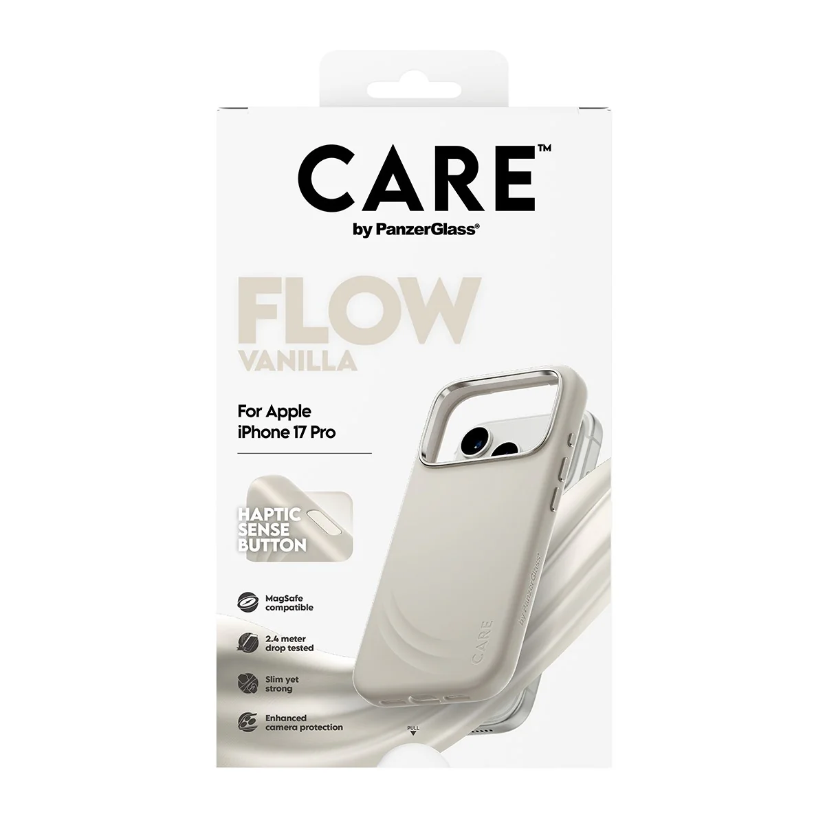 CARE™ by PanzerGlass® Flow Case Vanilla w. Haptic Button & MagSafe iPhone 17 Pro - Image 3