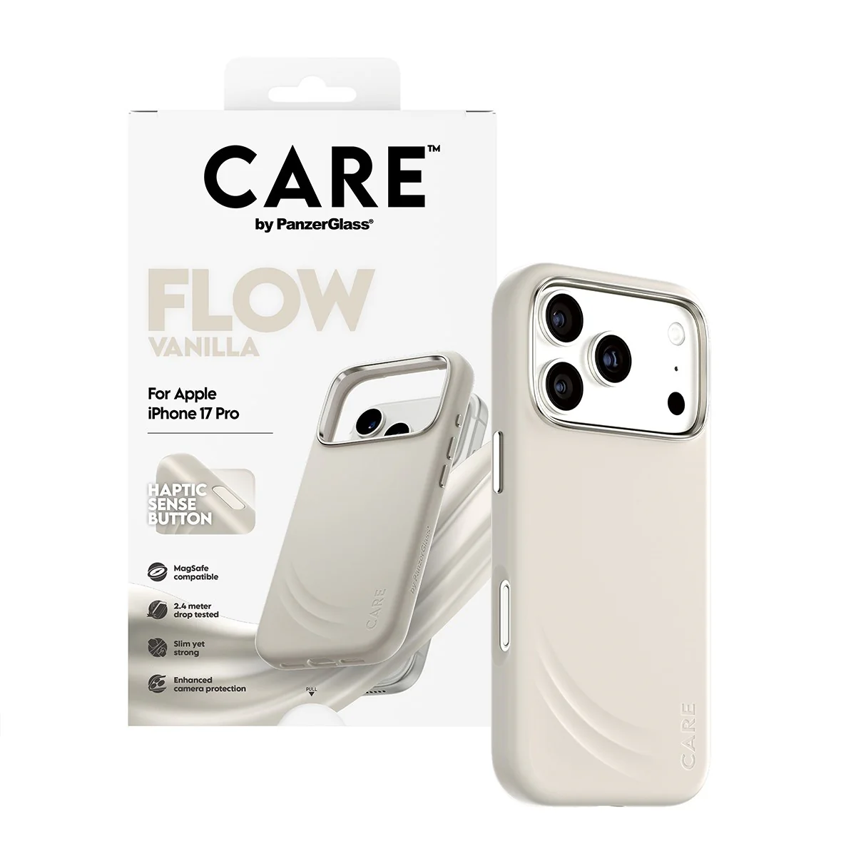 CARE™ by PanzerGlass® Flow Case Vanilla w. Haptic Button & MagSafe iPhone 17 Pro - Image 6