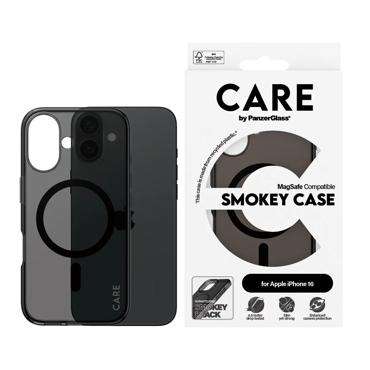 CARE™ by PanzerGlass® Smokey Case w. Black MagSafe iPhone 16 - Image 2