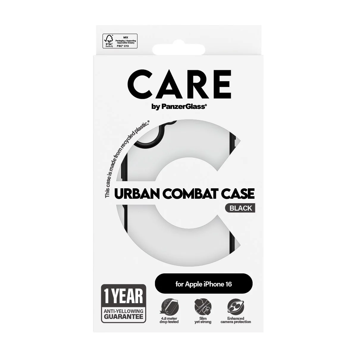 CARE⢠by PanzerGlass® Urban Combat Case Transparent w. Black Frame iPhone 16 - Image 3