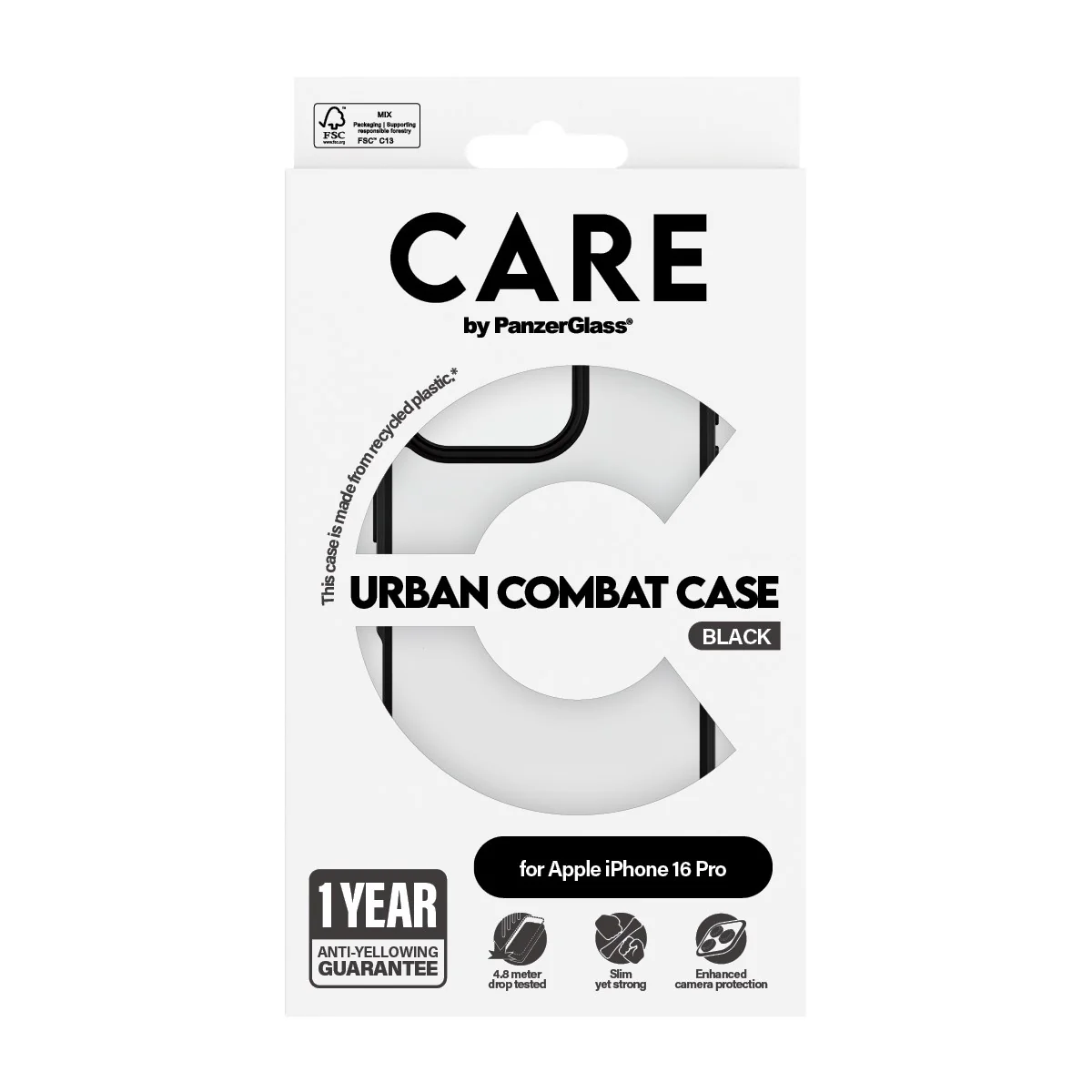 CARE⢠by PanzerGlass® Urban Combat Case Transparent w. Black Frame iPhone 16 Pro - Image 3