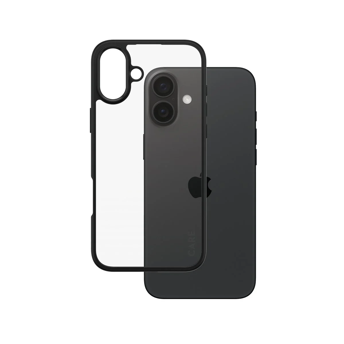 CARE™ by PanzerGlass® Urban Combat Case Transparent w. Black Frame iPhone 16 Plus