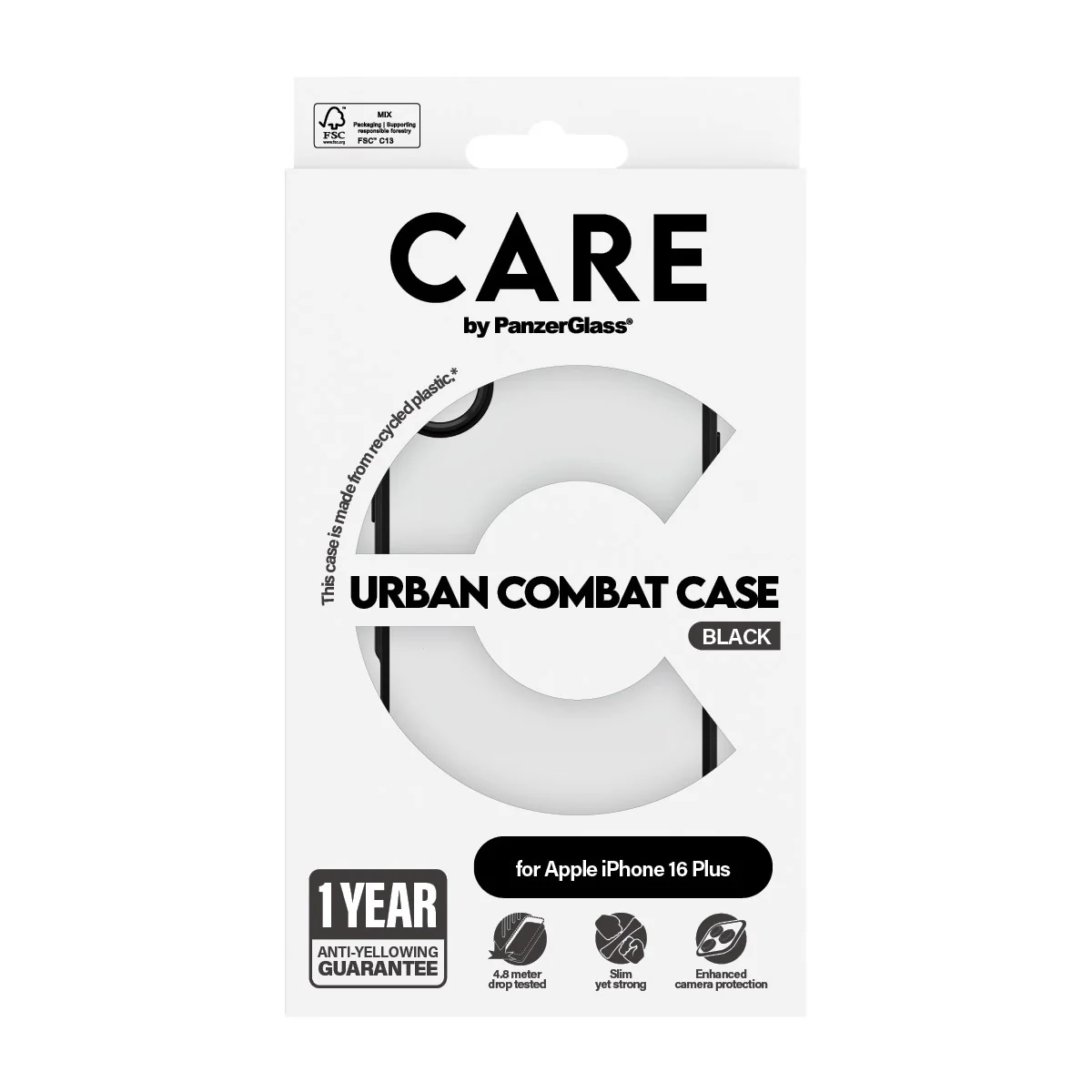 CARE™ by PanzerGlass® Urban Combat Case Transparent w. Black Frame iPhone 16 Plus - Image 3