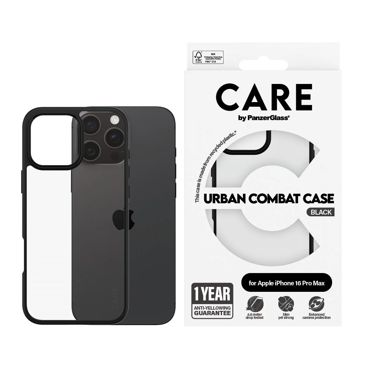 CARE⢠by PanzerGlass® Urban Combat Case Transparent w. Black Frame iPhone 16 Pro Max - Image 2