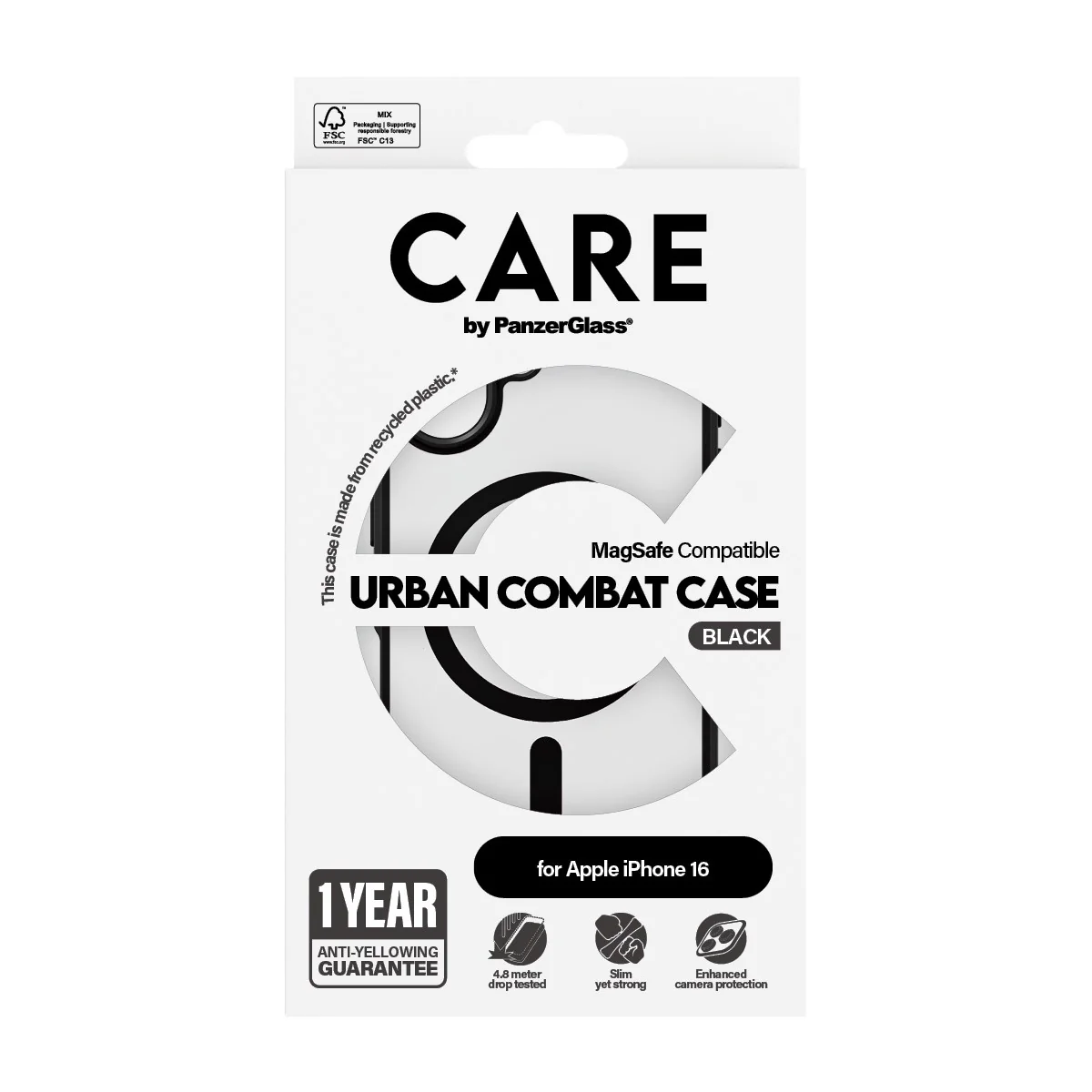 CARE⢠by PanzerGlass® Urban Combat Case Transparent w. Black Frame & MagSafe iPhone 16 - Image 3