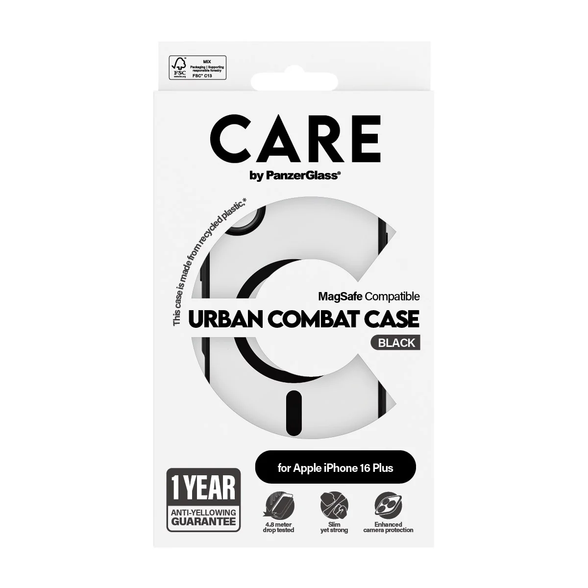 CARE⢠by PanzerGlass® Urban Combat Case Transparent w. Black Frame & MagSafe iPhone 16 Plus - Image 3