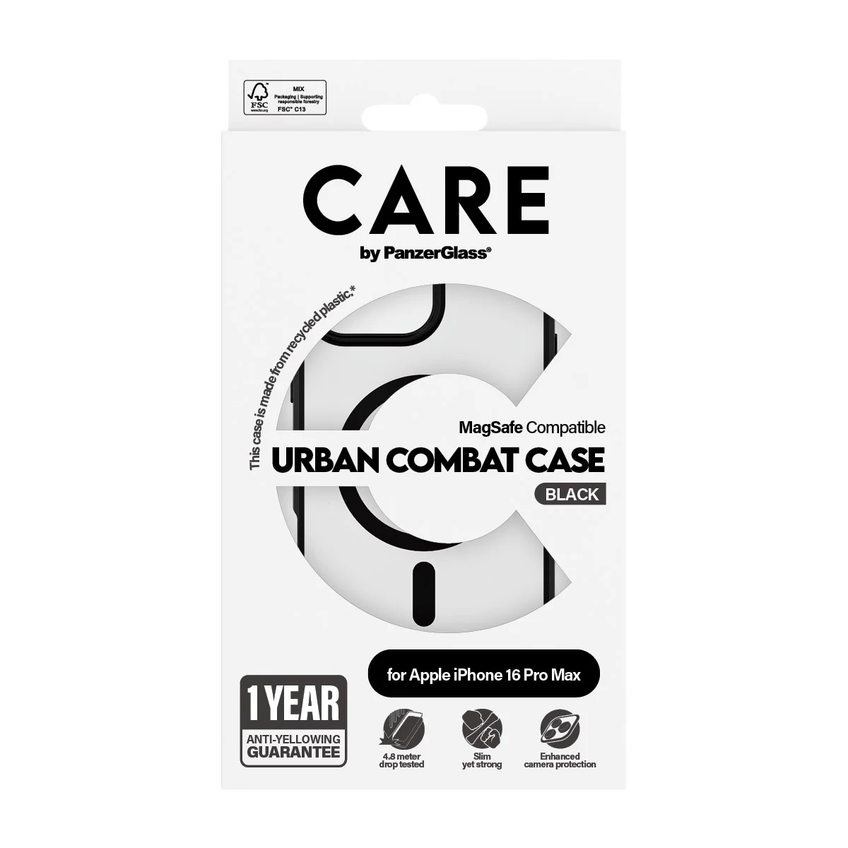 CARE⢠by PanzerGlass® Urban Combat Case Transparent w. Black Frame & MagSafe iPhone 16 Pro Max - Image 3