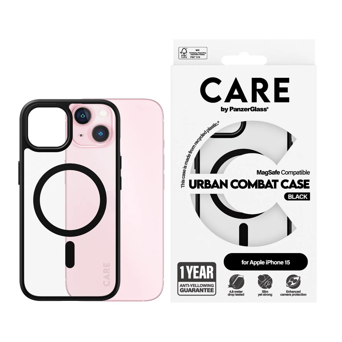 CARE⢠by PanzerGlass® Urban Combat Case Transparent w. Black MagSafe iPhone 15 - Image 2