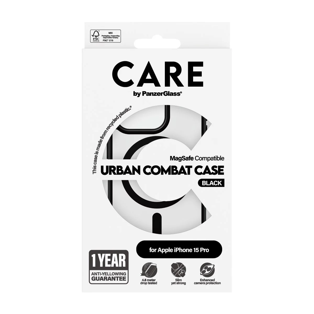 CARE⢠by PanzerGlass® Urban Combat Case Transparent w. Black MagSafe iPhone 15 Pro - Image 2