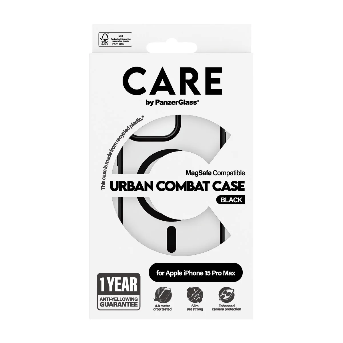 CARE™ by PanzerGlass® Urban Combat Case Transparent w. Black MagSafe iPhone 15 Pro Max - Image 3