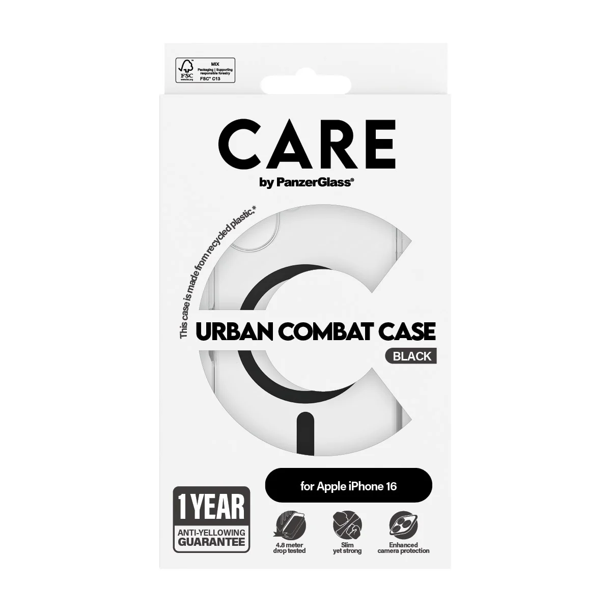 CARE™ by PanzerGlass® Urban Combat Case Transparent w. Black MagSafe iPhone 16 - Image 3